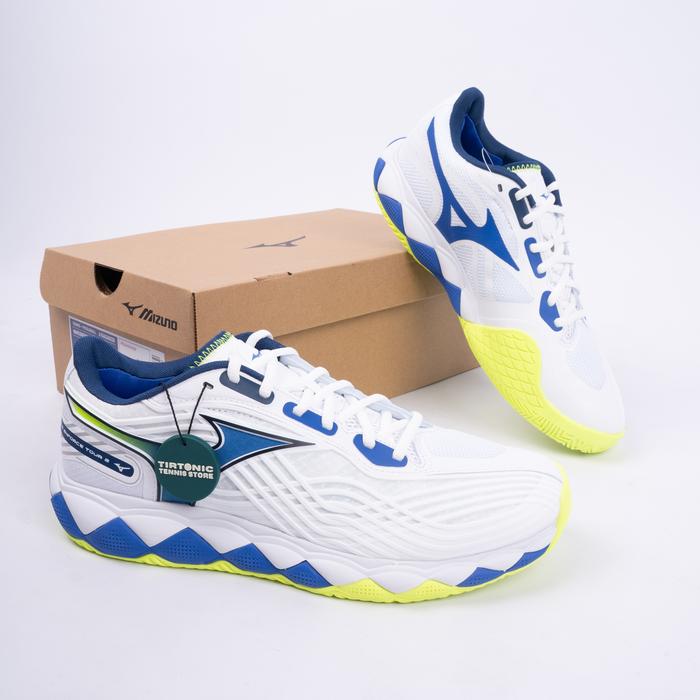 Sepatu Tenis Mizuno Wave Enforce Tour 2 AC White Blue
