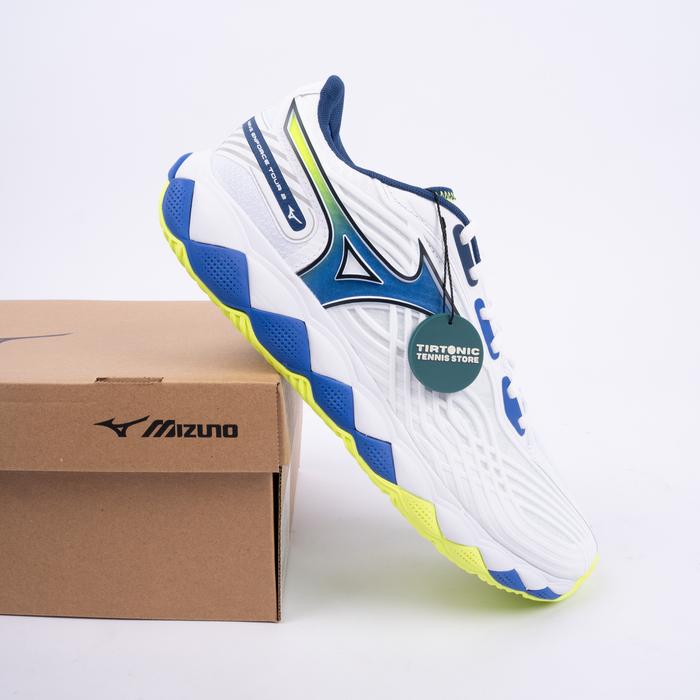 Sepatu Tenis Mizuno Wave Enforce Tour 2 AC White Blue